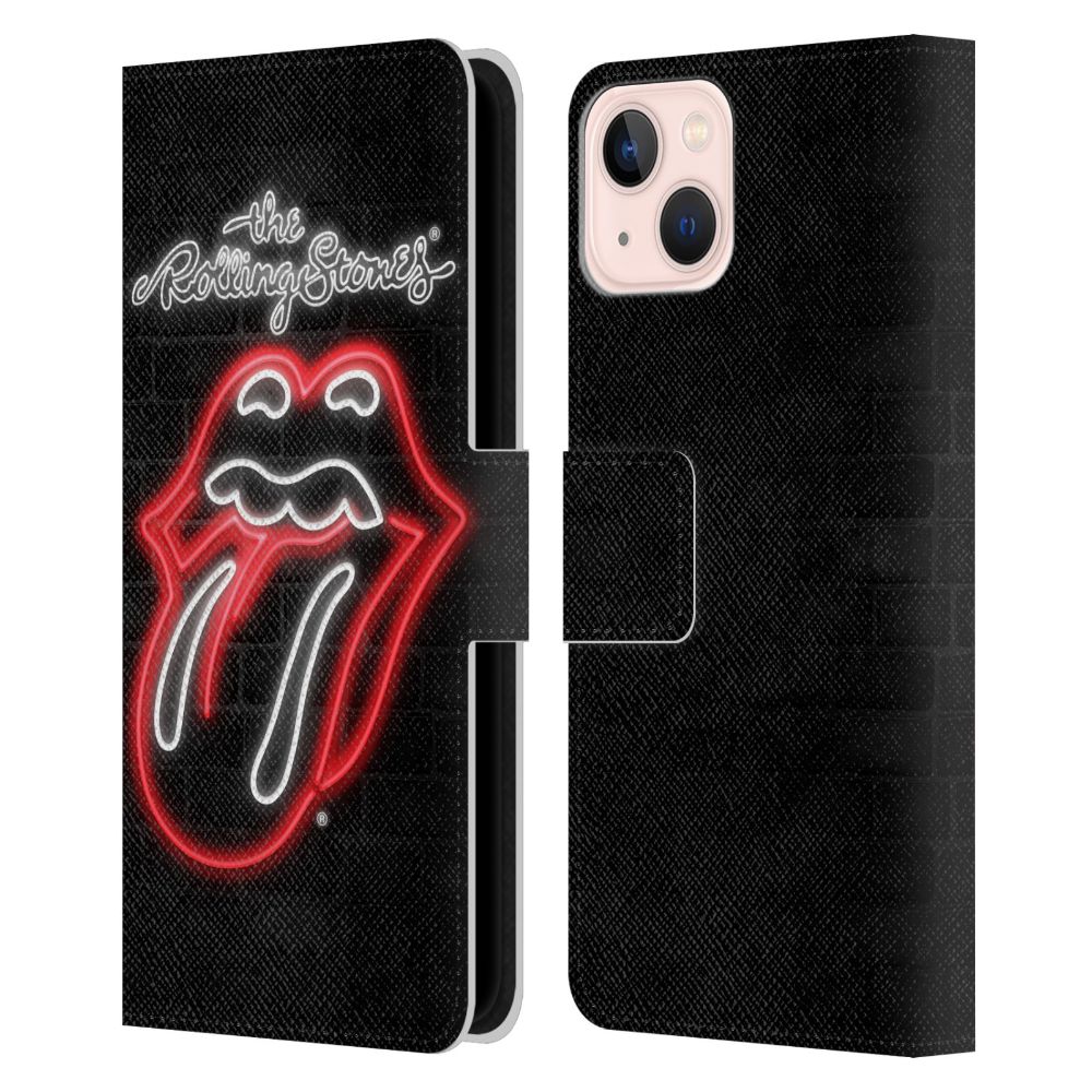 ROLLING STONES ローリングストーンズ (来日 35周年 記念 ) - Neon レザー手帳型 / Apple iPhoneケース - PGS